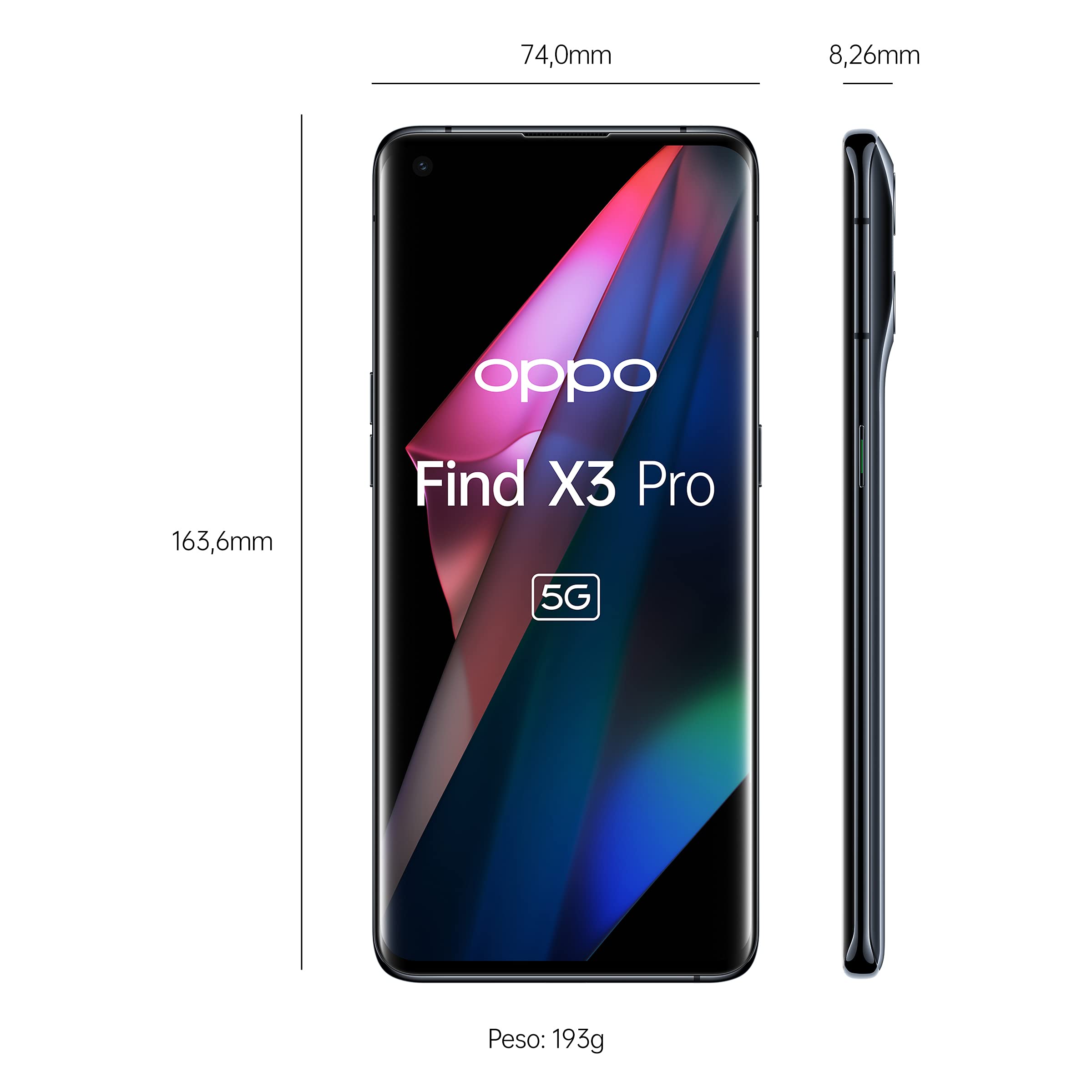 Oppo Find X3 Pro 5G, Dual, 256GB 12GB Ram, Gloss Black